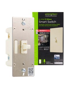 Enbrighten Z-Wave In-Wall Smart Toggle Switch with QuickFit™ and SimpleWire™, Light Almond