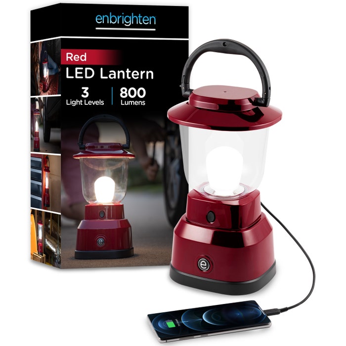Enbrighten LED 6D USB Charging Lantern, Red
