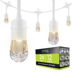 Enbrighten Classic LED Cafe Lights, 12 Bulbs, 24ft. White Cord
