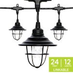 Enbrighten Light Bundle - Classic LED Cafe Lights (12 Bulbs, 24ft. Black Cord) and 12 Oil-Rubbed Bronze Cage Light Shades