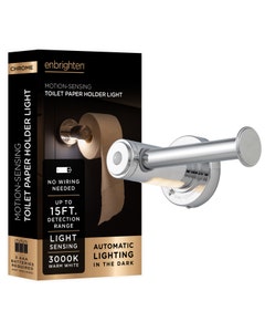 Enbrighten LED Motion Sensing Toilet Paper Holder Light, Chrome