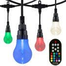 Enbrighten Color-Changing LED Bistro Cafe Lights with Remote, 12 Bulbs, 24ft. Black Cord