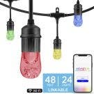 Enbrighten WiFi Seasons Color-Changing Classic LED Smart Cafe Lights, 24 Bulbs, 48ft. Black Cord