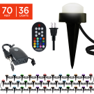 Enbrighten Bundle - Seasons Mini Color-Changing LED Landscape Lights (36 Lights, 70ft. Black Cord) with Enbrighten Outdoor Plug-in 2-Outlet WiFi Smart Switch