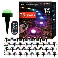 Enbrighten Seasons Mini Color-Changing LED Landscape Lights, 36 Lights, 70 ft. Black Cord