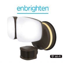 Enbrighten Outdoor 2-Head Motion-Sensing Back Lit WiFi LED Security Light, Bronze