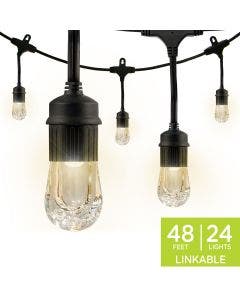 Enbrighten Classic LED Cafe Lights, 24 Bulbs, 48ft. Black Cord