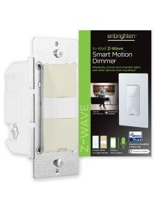 Enbrighten Z-Wave In-Wall Smart Motion Dimmer with 3-Interchangeable Buttons, White/Almond/Ivory
