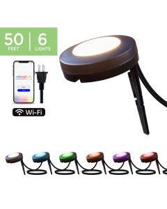 Enbrighten WiFi Seasons Color-Changing LED Landscape Lights, 6 Lights, 50ft. Black Cord