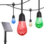 Enbrighten Solar Light Bundle - USB-Powered Color-Changing LED Cafe Lights (12 Bulbs, 12ft. Black Cord) and Solar Panel Power Source
